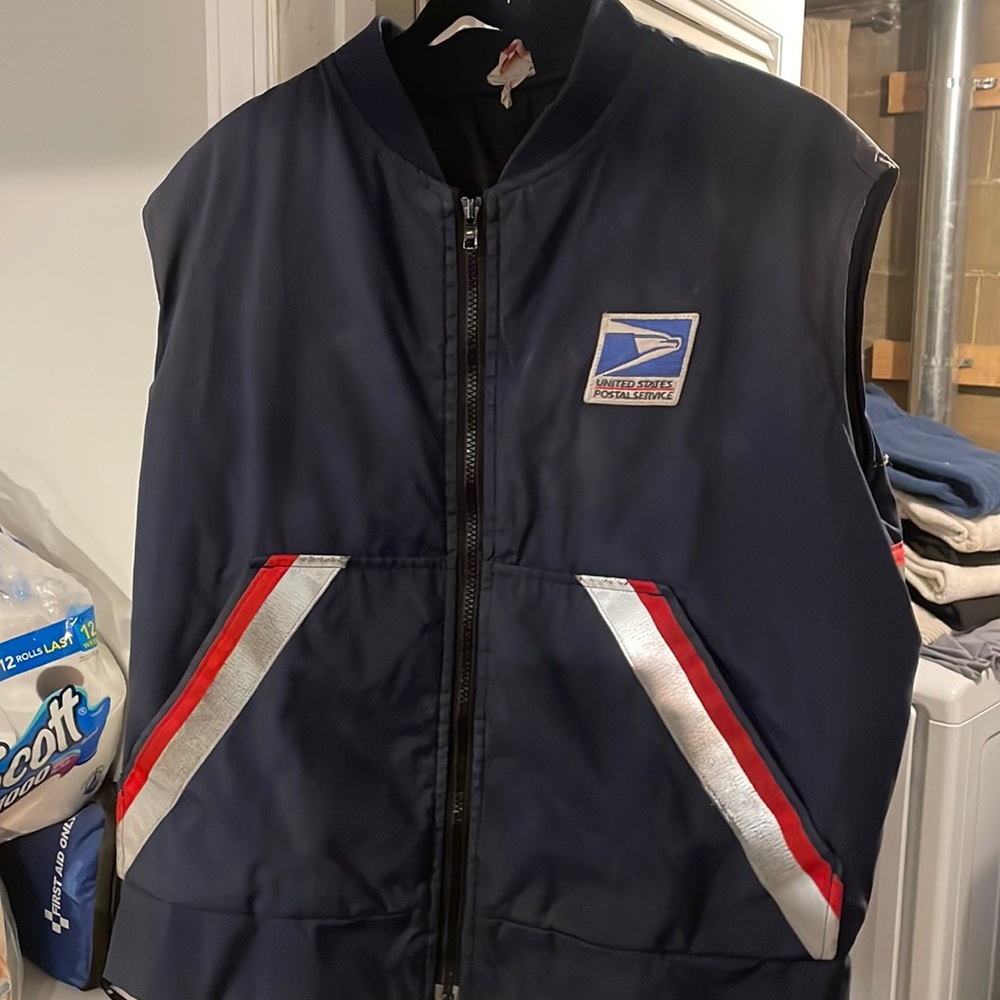 USPS Navy Mail Carrier Vest with Red & White Trim